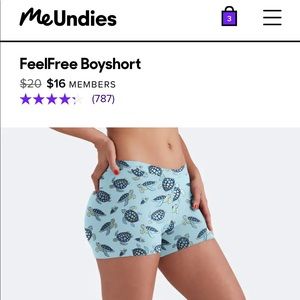 2 pairs of MeUndies boyshort. New, unopened. Sea turtles and pizza size small